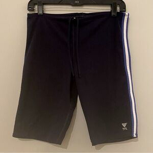 TYR Men's Navy Blue Compression Swim Spandex Athletic Shorts Small S